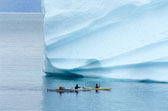 Kayak s and iceberg Sirmilik National park Nunavut Canada